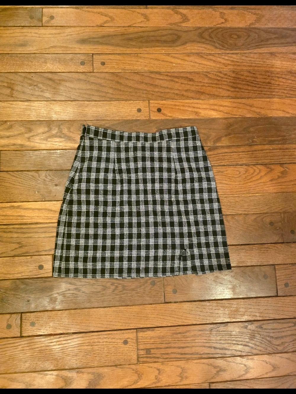 Classic Black & White Plaid Skirt